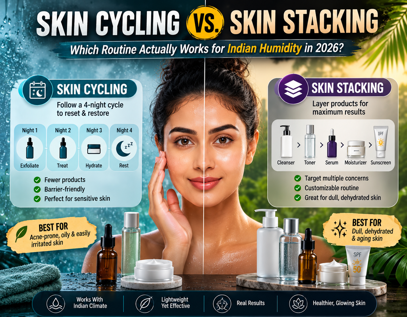 Skin Cycling vs. Skin Stacking – Which Routine Actually Works for Indian Humidity in 2026