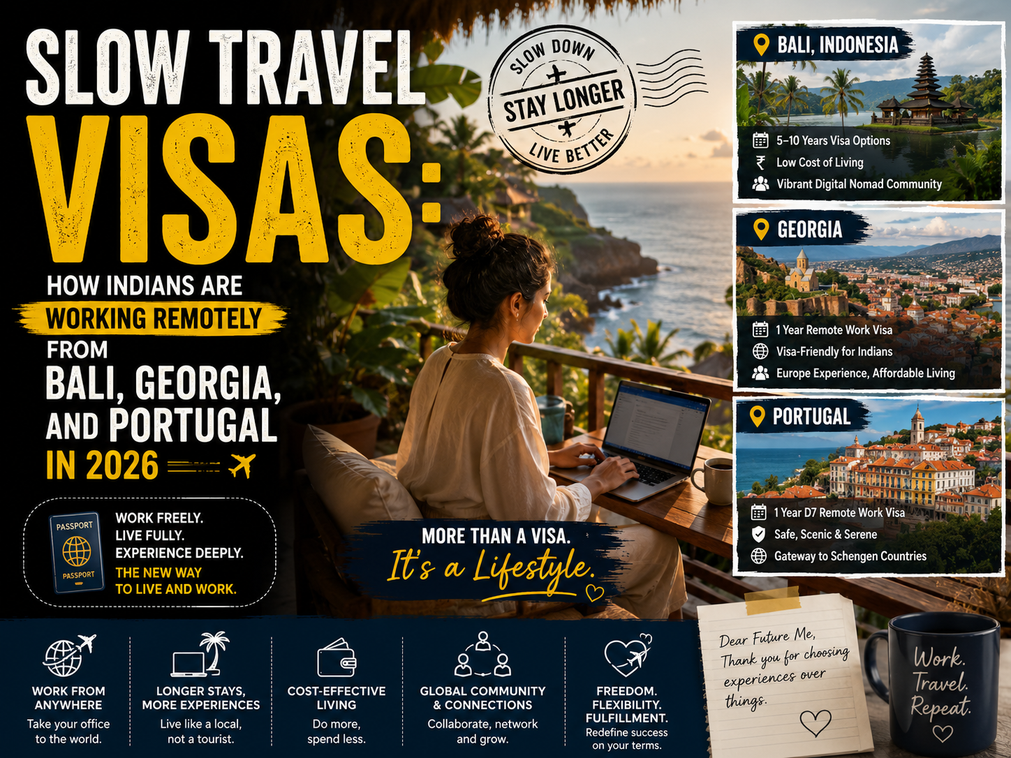 Slow Travel Visas – How Indians Are Working Remotely From Bali, Georgia, and Portugal in 2026